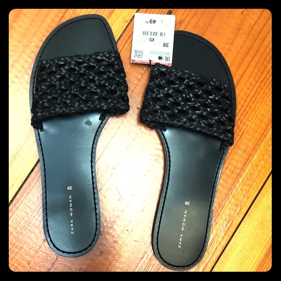 black woven sandals